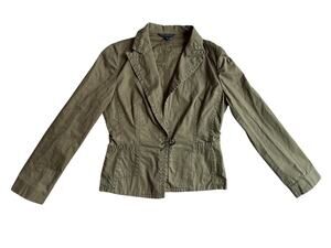 Banana Republic Olive Green Cotton Blazer Jacket Women's Size 8 Utility Casual